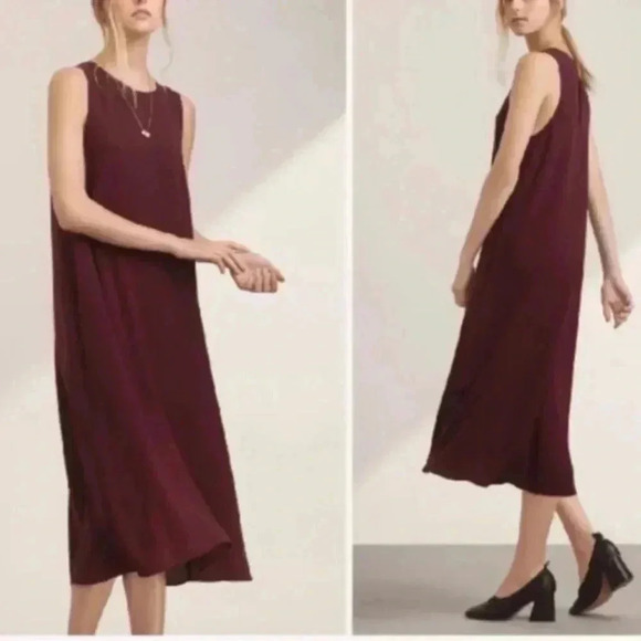 Wilfred Aritzia Sleeveless Pillet Midi Dress Made of Japanese Fabric Sz M - Picture 3 of 16